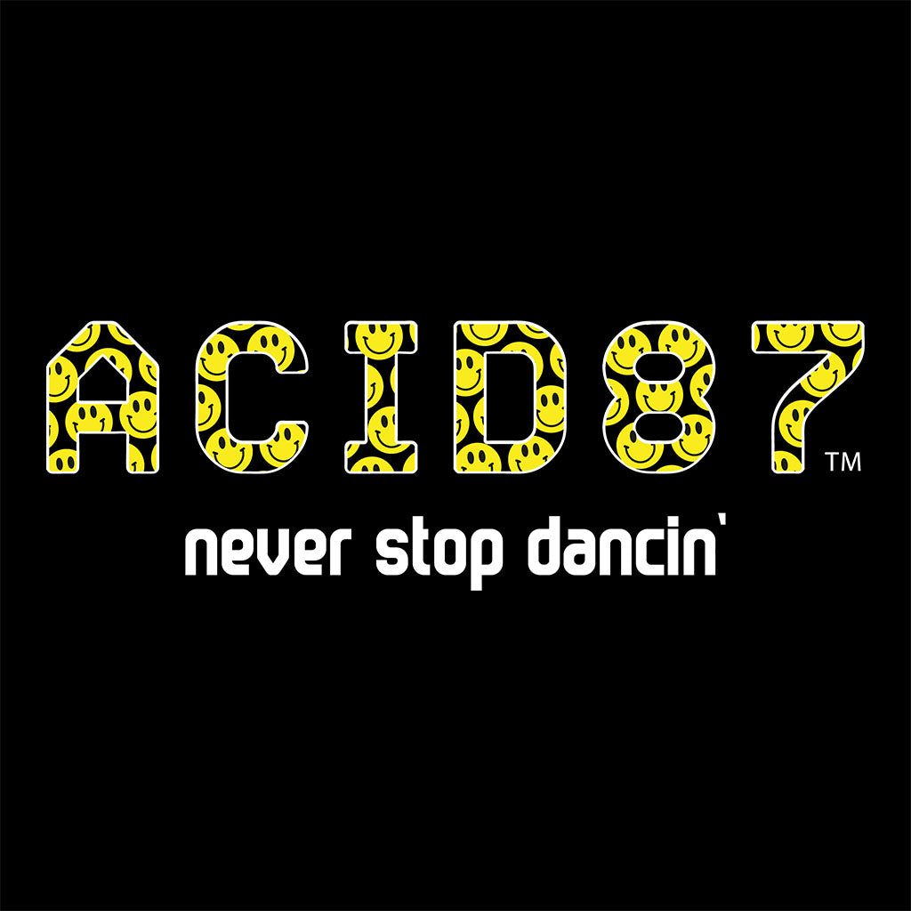 Acid87 Never Stop Dancin Large White Smile Logo Unisex Hooded Sweatshirt