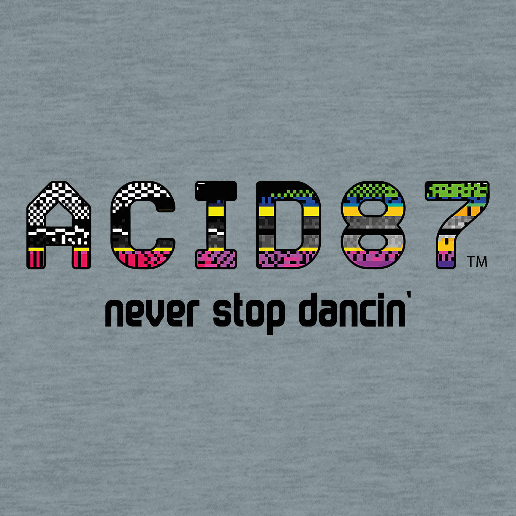 Acid87 Never Stop Dancin Large Glitch Logo Unisex Organic T-Shirt