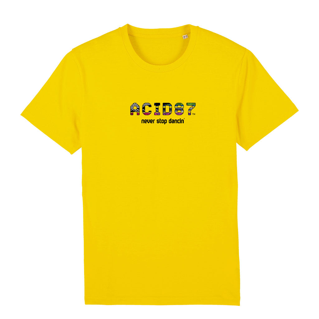 Acid87 Never Stop Dancin Large Glitch Logo Unisex Organic T-Shirt