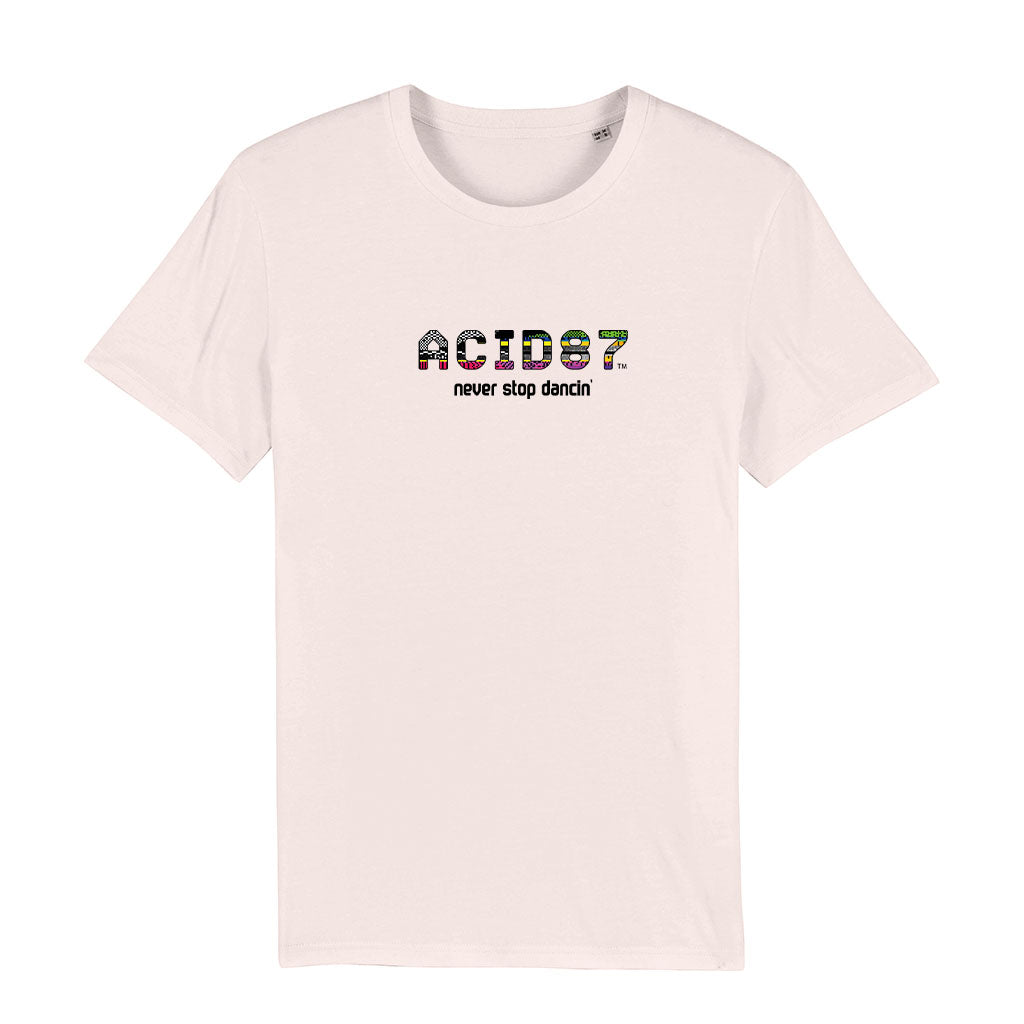 Acid87 Never Stop Dancin Large Glitch Logo Unisex Organic T-Shirt