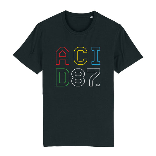 Acid87 Multi Colour Logo Unisex Organic T-Shirt