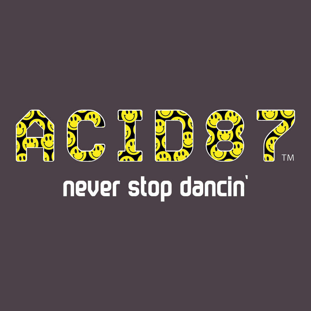 Acid87 Never Stop Dancin Large White Smile Logo Unisex Hooded Sweatshirt