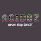 Acid87 Never Stop Dancin Large White Glitch Logo Unisex Hooded Sweatshirt